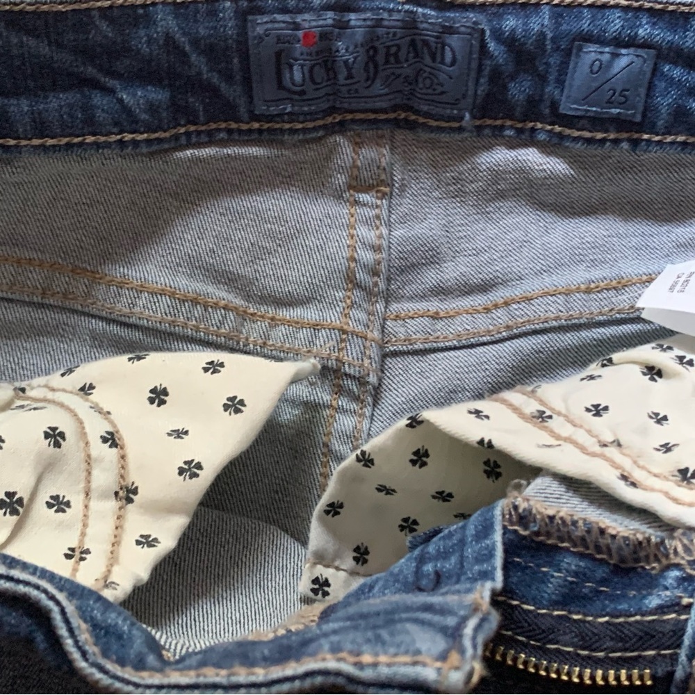 Lucky Brand The Cut Off Raw Hem Jean Shorts Sz O/25 Denim Distressed - Picture 5 of 10